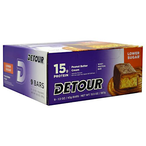 Forward Foods Detour Low Sugar Whey Protein Bar - Peanut Butter Cream - 9 Bars - 733913009258