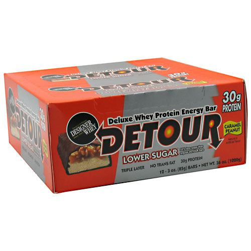 Forward Foods Detour Low Sugar Deluxe Whey Protein Energy Bar - Caramel Peanut - 12 Bars - 733913005878